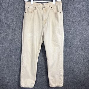LL Bean Jeans Mens Size 34 | 32 x 28 Beige Flannel Lined Flawed Outdoors Work